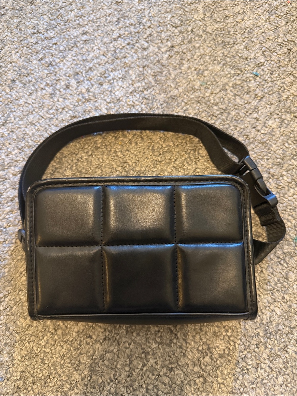 Amanda Uprichard Black Quilted Vegan Leather Belt Bag